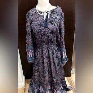 FRYE AND CO. Multicolor Paisley Long Sleeve Dress